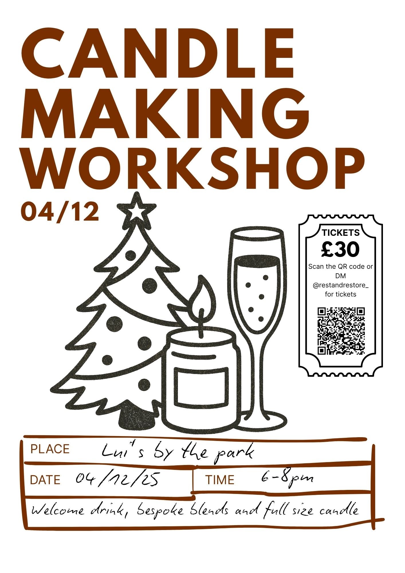Autumn Candle Making & Drinks  - Luis by the park, Tynemouth