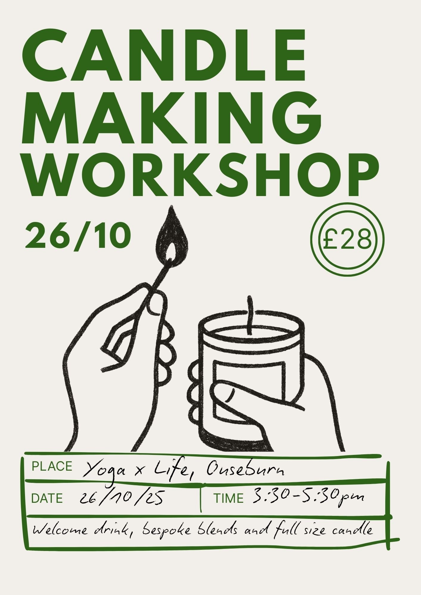 Natural Candle Making Workshop & refreshment 26 October & 7 December - Yoga X Life