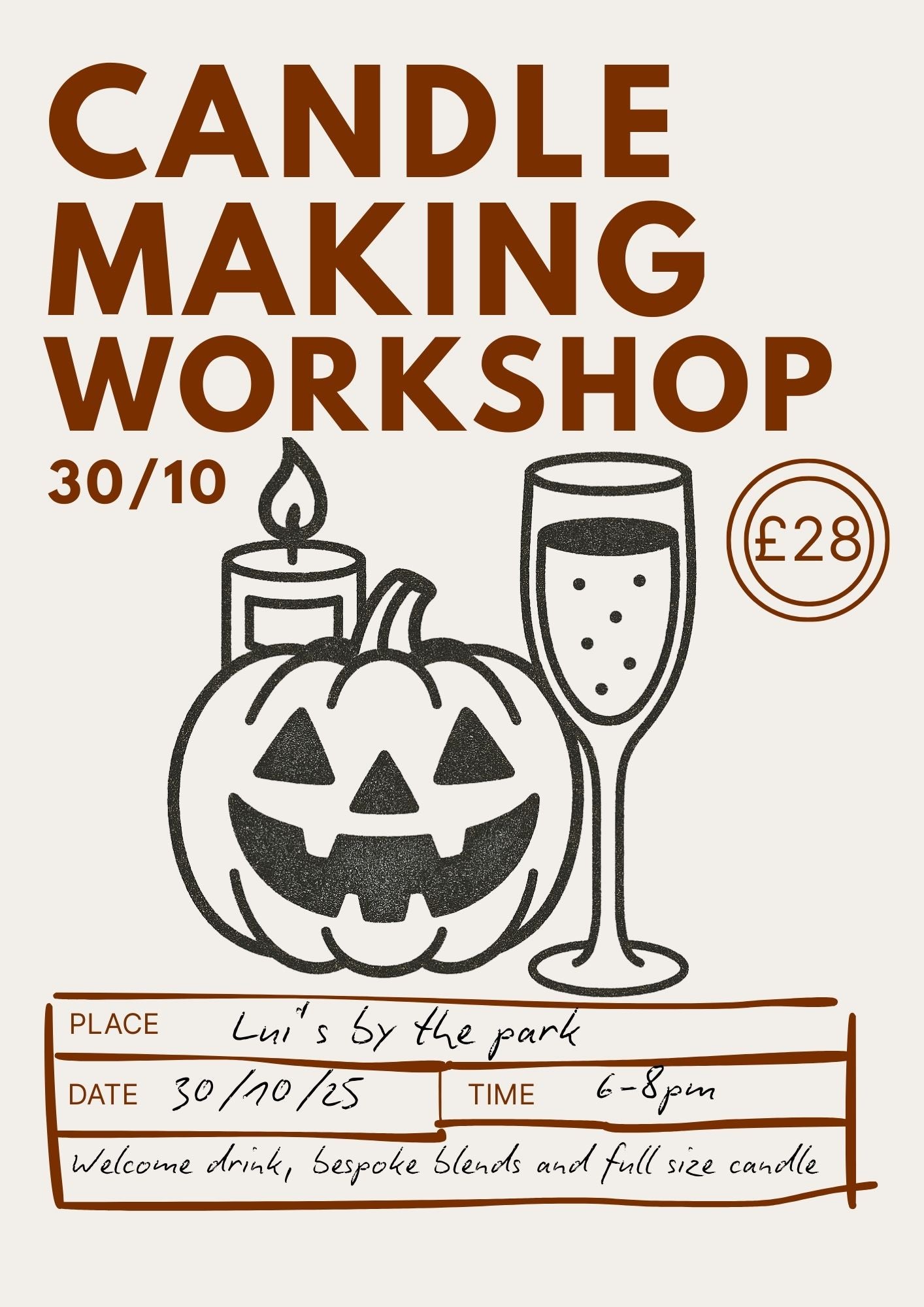 Autumn Candle Making & Drinks  - Luis by the park, Tynemouth